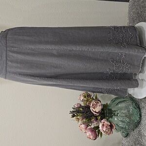 Long Gray Linen Soft Surroundings Bodrum Beach Skirt  Sz MP